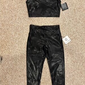 Shiny Black Two-Piece Set